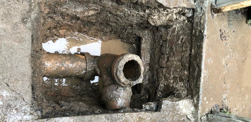 Excavated gully pot in Liverpool - drain repair