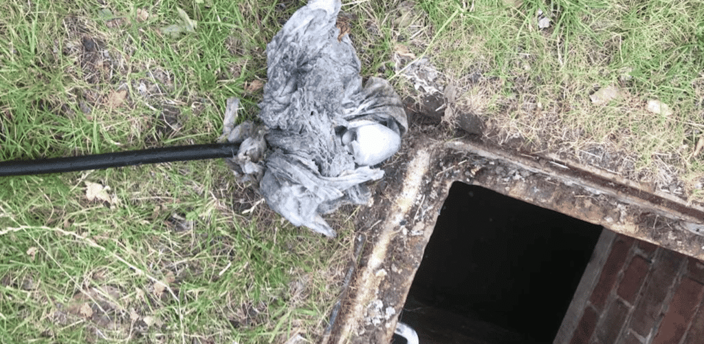 Wipes removed from a blocked residential drain