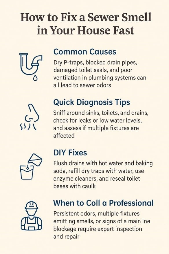 sewer smell fix infographic guide